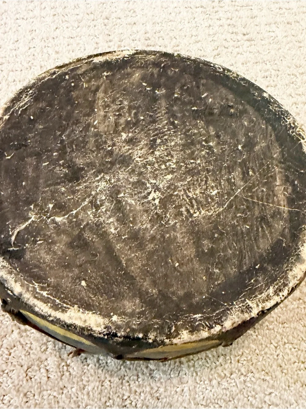 Vintage Cochiti Pueblo Native American Painted Rawhide Wood Hand Drum 7.5
